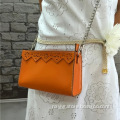 Pure hand-made layer leather lady's small satchel